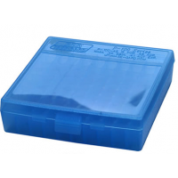 MTM Fliptop 100 Round Pistol Ammo Box, Clear Blue - P-100-45-24