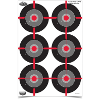 Birchwood Casey Dirty Bird 12" x 18" Multiple Bullseye Target, Black/Gray/Red/White, 8/pack - 35705