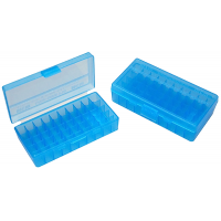 MTM Case Gard P-50 50 Round Flip-Top Ammo Box, 1.7" OAL, Clear Blue - P503824