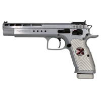 Tanfoglio Gold Match 9mm Pistol, 6" Barrel, Adjustable Sights, Silver - TFGOLDMX9