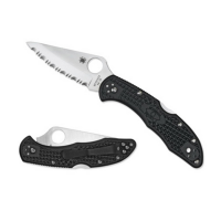 Spyderco Delica 4 Drop Point Folding Knife, 2.875", Serrated Edge - C11SBK