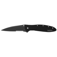 Kershaw Leek Modified Drop Point Folder Knife, 3", Partially Serrated Edge, Black - 1660CKTST