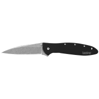 Kershaw Leek Modified Drop Point Folder Knife, 3", Black Anodized - 1660SWBLK