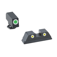 AmeriGlo Classic Self-Luminous 3 Dot Night Sight Set for Glock 42 Pistol, Green with White Outline Front, Yellow with White Outline Rear - GL431