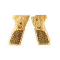 Beretta 92/96 Series Oval Checkered Wood Grips With Trident, Walnut - E00219