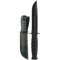 KA-BAR Clip Point Short Fixed Blade Knife, 5.25", Black - 1256