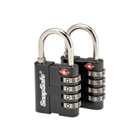 SnapSafe TSA 4-Digit Combination Padlock, Universal, Black, 2/pack - 76020