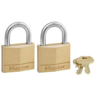 MasterLock 140 Brass Keyed Alike Locks, 2 Pack - 140T