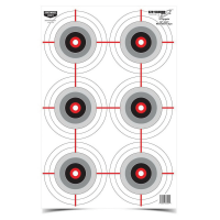 Birchwood Casey EZE-Scorer 12" x 18" Multiple Bullseye Target, Black/Gray/Red/White, 10/pack - 37209