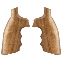 Hogue Fancy Hardwood Revolver Grip w/ Finger Grooves for S&W K/L Frame with Square Butt Revolvers, Brown - 10200