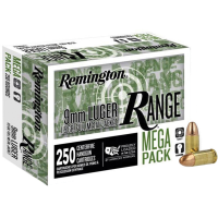 Remington Range 9mm 115 gr FMJ 250rds Handgun Ammo for High-Volume Training and Practice - R23965