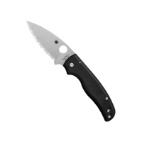 Spyderco Shaman Folding Knife Drop Point Black Fully Serrated Spyder Edge - Durable, Lightweight and Reliable Handle - C229GS