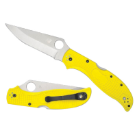 Spyderco Stretch 2 XL Lightweight Salt Folding Knife Drop Point Yellow Plain Edge - Durable, Lightweight and Reliable Handle - C258PYL