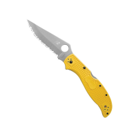 Spyderco Stretch 2 XL Lightweight Salt Folding Knife Drop Point Yellow Fully Serrated Spyder Edge - Durable, Lightweight and Reliable Handle - C258SYL