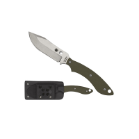 Spyderco Stok Bowie Fixed Knife Clip Point OD Green - for Field Use - FB49GPOD