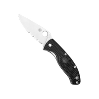 Spyderco Tenacious Lightweight Folding Knife Drop Point Black Combination Edge - Reliable, Durable, Lightweight and Reliable Handle - C122PSBK