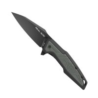 Real Avid RAV-1 Folding Knife Modified Clip Point Black Green - Robust Handle - AVRAV1