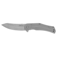 Kershaw Husker EDC Assisted/Folding Knife Trailing Point Silver - Versatile, Elegant Point - 1380X