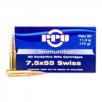 Prvi Partizan 7.5x55 Swiss FMJ 174 gr 20 Rounds Ammunition - PP7SF