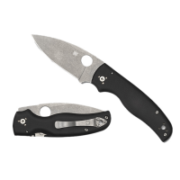 Spyderco Shaman Folding Knife Drop Point Black Plain Edge - Smooth Opening, Robust Lock, Ideal for EDC and Tactical Use - C229GP