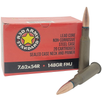 Red Army Standard 7.62x54R 148 gr FMJ 20rds Rifle Ammo for Reliable Performance - AM3421