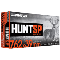 Ammo Inc Hunt 7.62x39mm 123 gr SP 20rds Rifle Ammo for Tactical and Hunting - 76239123SPA20