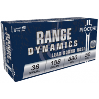 Fiocchi Shooting Dynamics 158 gr Lead Round Nose .38 Spl Ammo, 50/box - 38C