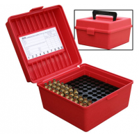 MTM FlipTop Ammo Box 22-250 to 375H-Red-100rd-R-100-30