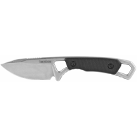 Kershaw Brace, Fixed Blade Knife, 2" Silver Blade, Stonewashed Black Handle