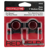 Redfield 1" Medium Aluminum 2-Piece Top Mount Scope Ring, Matte Black - 47312