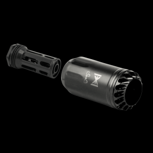 HuxWrx Blastphemy Blast Deflector, Black (w/Adapter) - w/Flash Hider-QD 762 (5/8x24)