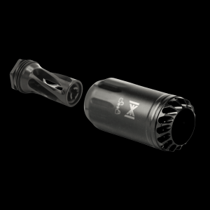HuxWrx Blastphemy Blast Deflector, Black (w/Adapter) - w/Flash Hider-QD 556 (1/2x28)