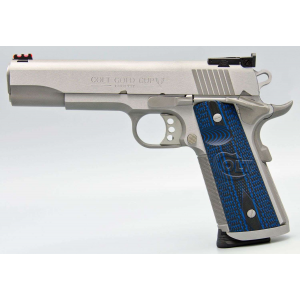 Colt Mfg O5073XE Gold Cup Trophy 38 Super 5 9+1 Stainless Steel Blue/Black G10 Checkered Grip