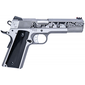 Kimber 1911 Western Spirit 45 ACP 7+1 5 Stainless Steel Barrel, Serrated w/Engraved Scrollwork Slide, Black Buffalo Horn Grip