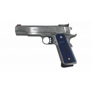 Colt 1911 Gold Cup Trophy 9mm Luger 5 9 Round Stainless Steel Blue Grip Black Trigger Pistol