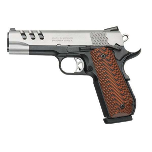 Smith & Wesson 170344 1911 Performance Center 45 ACP 4.25 8+1 Black Frame Stainless Steel Slide Custom Wood G10 Grip