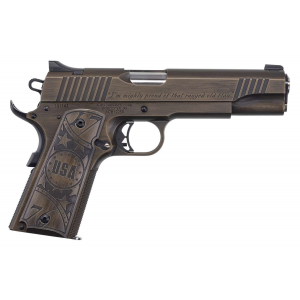 Auto-Ordnance 1911TCAC11N 1911-A1 Old Glory 45 ACP 5 7+1 Bronze Black Distressed Cerakote Slide Aluminum with Old Glory, I'm Mighty Proud Of That Ragged Old Flag Engraved Grip Night Sights