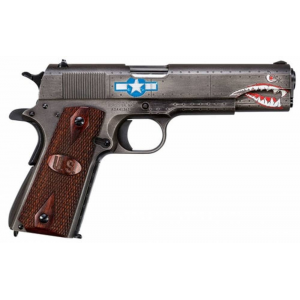 Thompson 1911BKOWC3 1911 Squadron Special Edition WW2 45 ACP 5 7+1 Black/Gray Cerakote Checkered Wood w/US Logo Grip