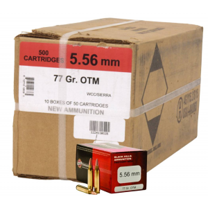 Black Hills Ammunition 5.56x45mm NATO 77 Grain Sierra MatchKing Hollow Point OTM 500 RD Case