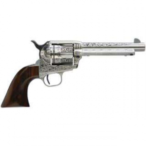 Taylors and Company 701AWE 1873 Cattleman Photo Engraved 45 Colt (LC) 6 5.50 Nickel Engraved Walnut Grip