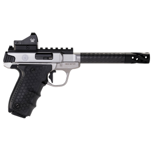 Smith & Wesson 12081 Performance Center Victory Target 22 LR 6 10+1 Stainless Steel Black Polymer Grip Carbon Fiber Barrel with Muzzle Brake Viper Red Dot