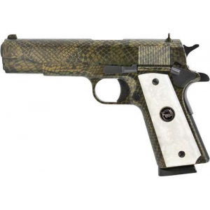 Iver Johnson Arms 1911A1WATERMOCCASIN 1911 A1 Government 70 Series 45 ACP 5 8+1 Water Moccasin Snakeskin White Synthetic Pearl Grip