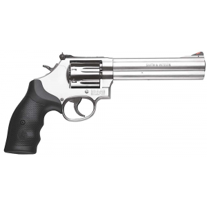 SMITH & Wesson 164198 686 Plus 357 Mag 7 Round 6 Stainless Steel Black Polymer Red Ramp Front Sight White Outline Rear Sight