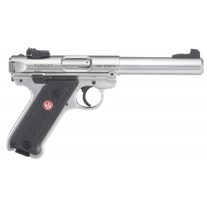 Ruger 40103 Mark IV Target 22 LR 5.50 10+1 Stainless Steel Black Checkered Polymer Grip