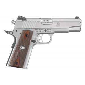 Ruger SR1911 Commander-Style .45 ACP 4.25 7 Round Hardwood Grip Stainless Slide Pistol