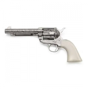 Taylors and Company OG1405 1873 Cattleman 357 Mag 6 Round 5.50 Nickel Engraved White PVC Grip