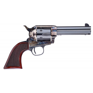 Taylors and Company 556204DE Short Stroke Smoke Wagon  357 Mag 6 Round 4.75 Blued Case Hardened Walnut Navy Sized Grip