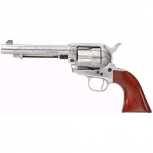 Taylors and Company 713AWE 1873 Cattleman 357 Mag 6 5.50 Nickel Flora Engraved Walnut Grip