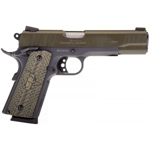 Taurus 1191101MGVZ 1911  45 ACP 5 8+1 Black Green Cerakote Slide Brown VZ Grip