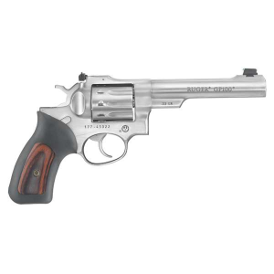 Ruger 1757 GP100 Standard 22 LR 5.50 10 Round Black Rubber w/Wood Insert Grip Satin Stainless
